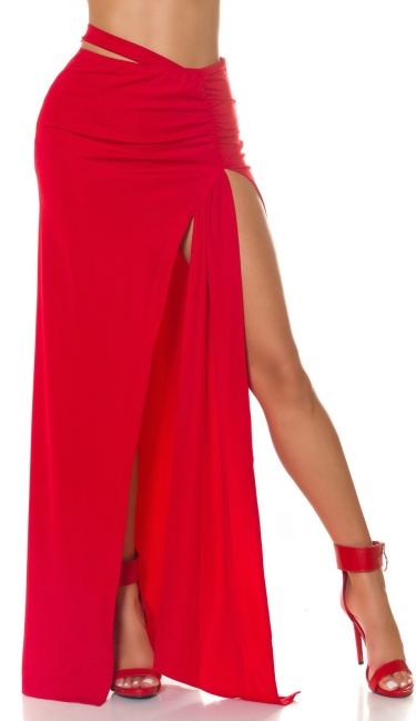 Musthave Maxi Skirt with Cut Out Red